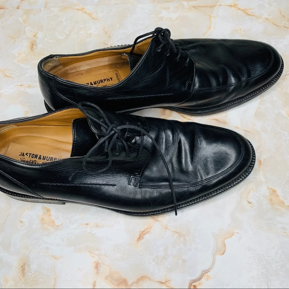 JOHNSTON & MURPHY BLACK SIGNATURE LACE LEATHER DRESS SHOE 8.5